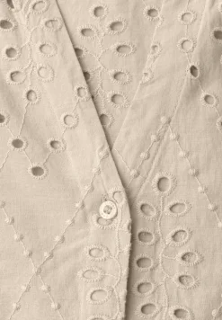 Bluse mit Split Neck und Shiffley-Muster