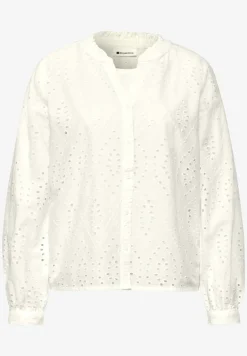Bluse mit Split Neck und Shiffley-Muster
