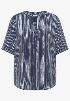 Bluse mit Split Neck und Streifen