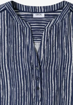 Bluse mit Split Neck und Streifen