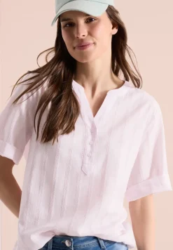 Bluse mit Split Neck und Streifen