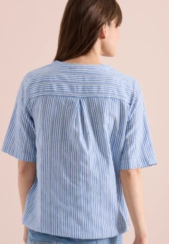 Bluse mit Split Neck und Streifen