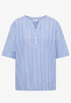 Bluse mit Split Neck und Streifen