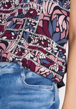 Bluse mit Split Neck und Strukturmix