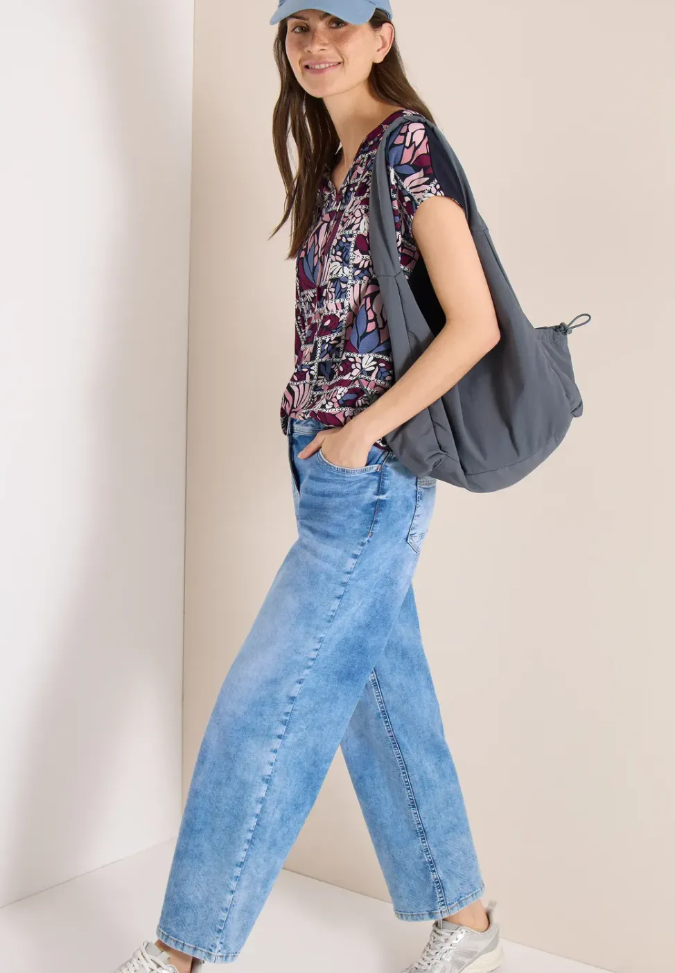 Bluse mit Split Neck und Strukturmix