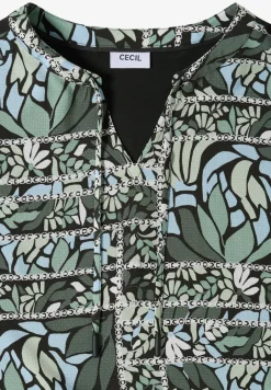 Bluse mit Split Neck und Strukturmix