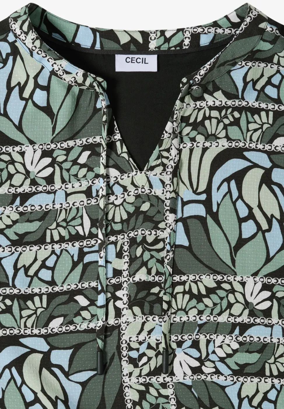 Bluse mit Split Neck und Strukturmix