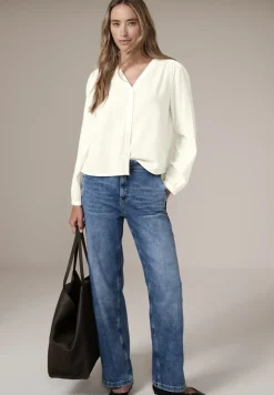 Bluse mit V-Neck und Stickerei