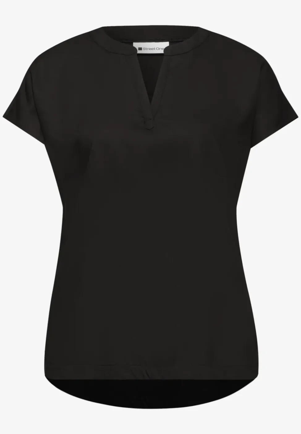 Blusenshirt in Unifarbe mit Split Neck