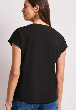 Blusenshirt in Unifarbe mit Split Neck