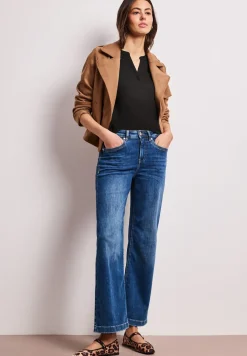 Blusenshirt in Unifarbe mit Split Neck