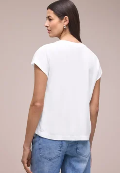 Blusenshirt in Unifarbe mit Split Neck
