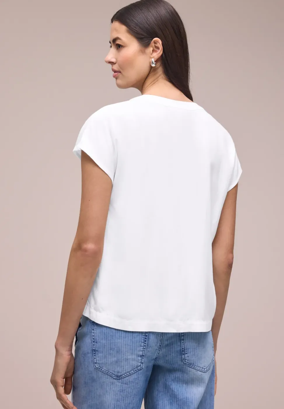 Blusenshirt in Unifarbe mit Split Neck