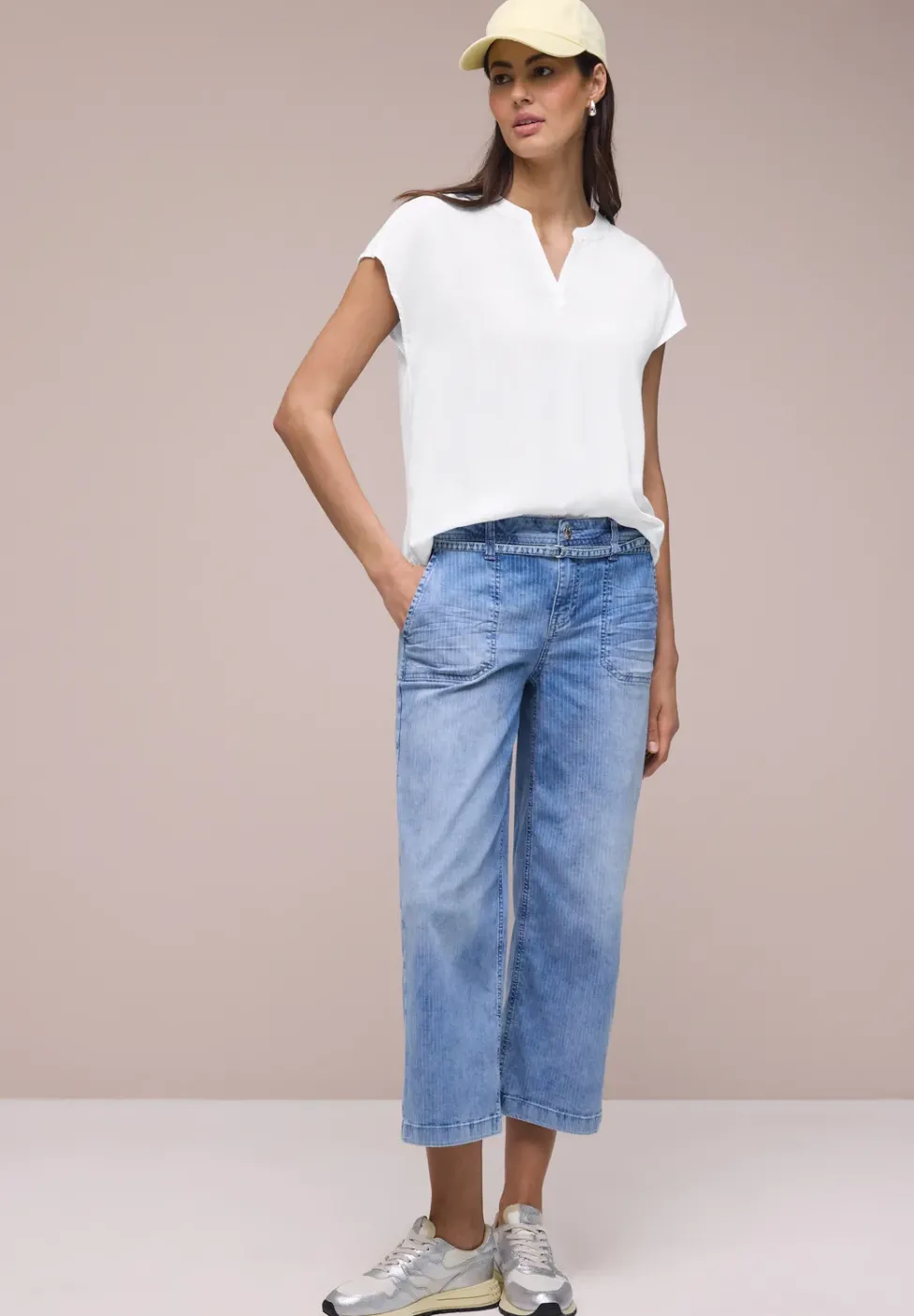 Blusenshirt in Unifarbe mit Split Neck