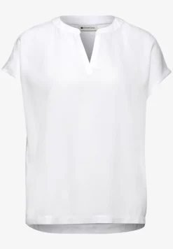 Blusenshirt in Unifarbe mit Split Neck