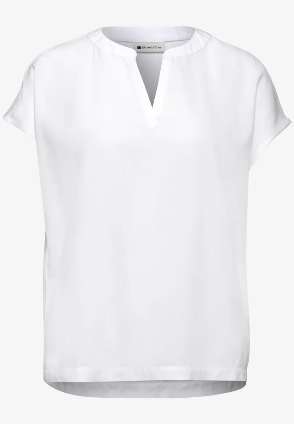 Blusenshirt in Unifarbe mit Split Neck