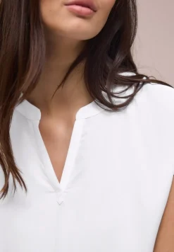 Blusenshirt in Unifarbe mit Split Neck