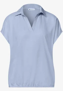 Blusenshirt mit Hemdkragen und Elastiksaum