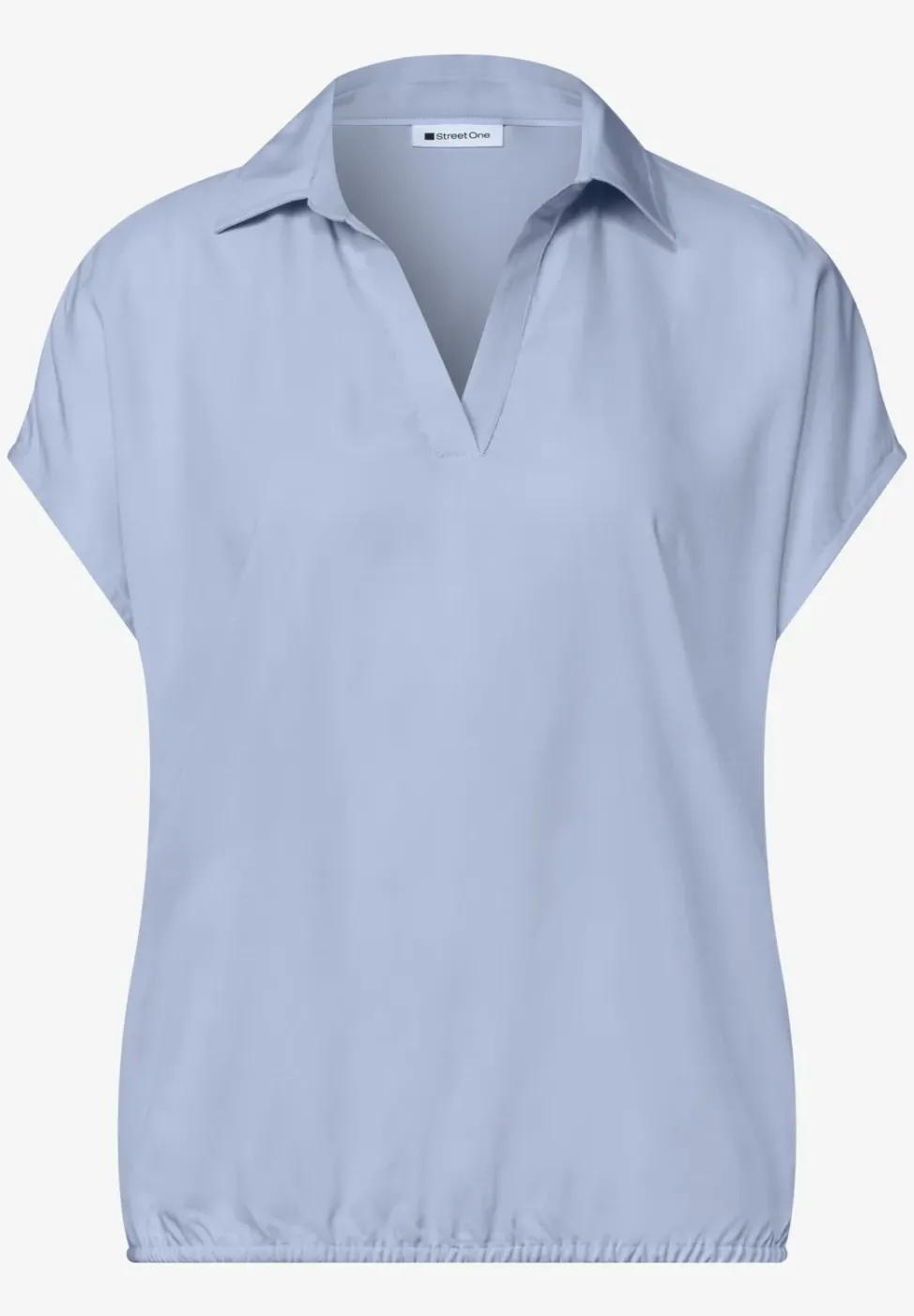 Blusenshirt mit Hemdkragen und Elastiksaum