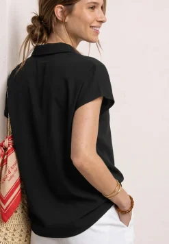 Blusenshirt mit Hemdkragen und Elastiksaum