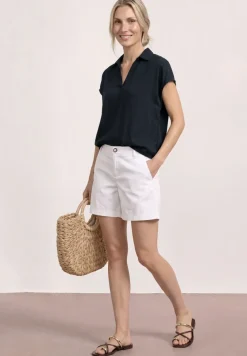Blusenshirt mit Hemdkragen und Elastiksaum