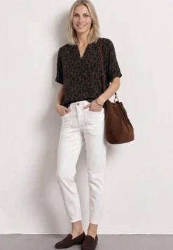 Blusenshirt mit Split Neck und Print