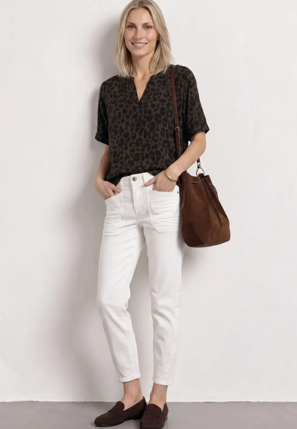 Blusenshirt mit Split Neck und Print
