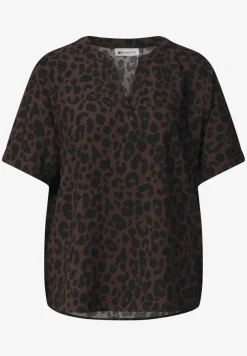 Blusenshirt mit Split Neck und Print
