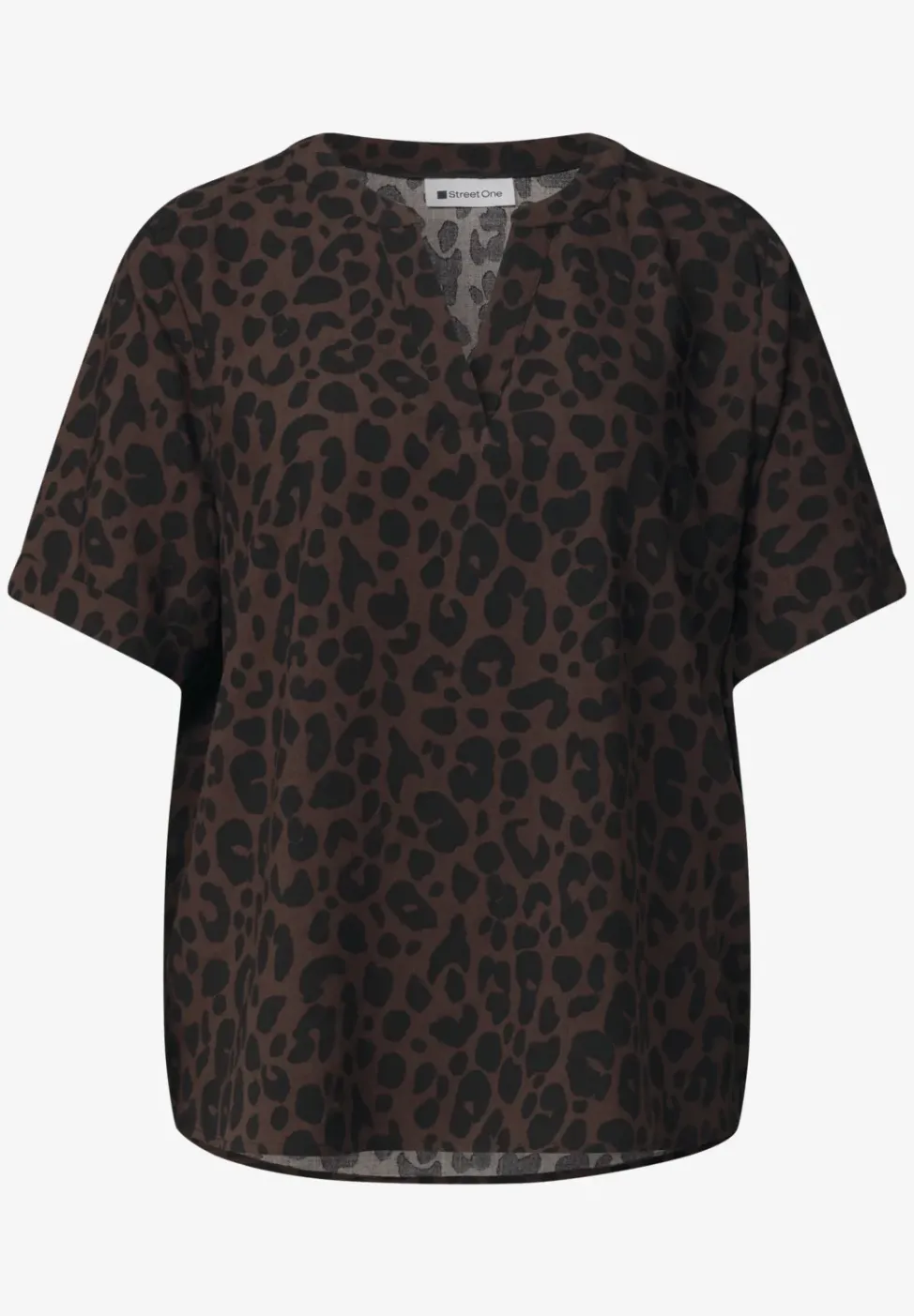 Blusenshirt mit Split Neck und Print