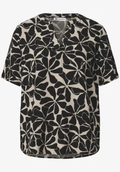 Blusenshirt mit Split Neck und Print