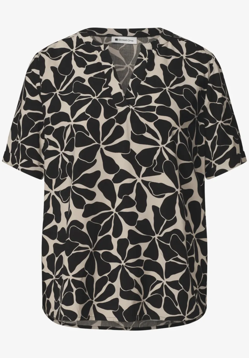 Blusenshirt mit Split Neck und Print