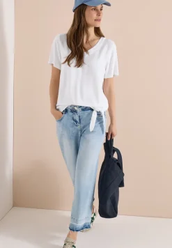 Blusenshirt mit V-Neck und Knoten