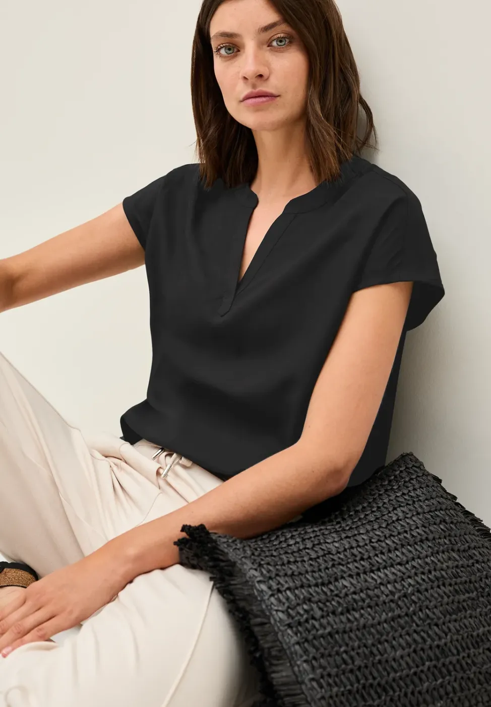 Blusenshirt in Unifarbe
