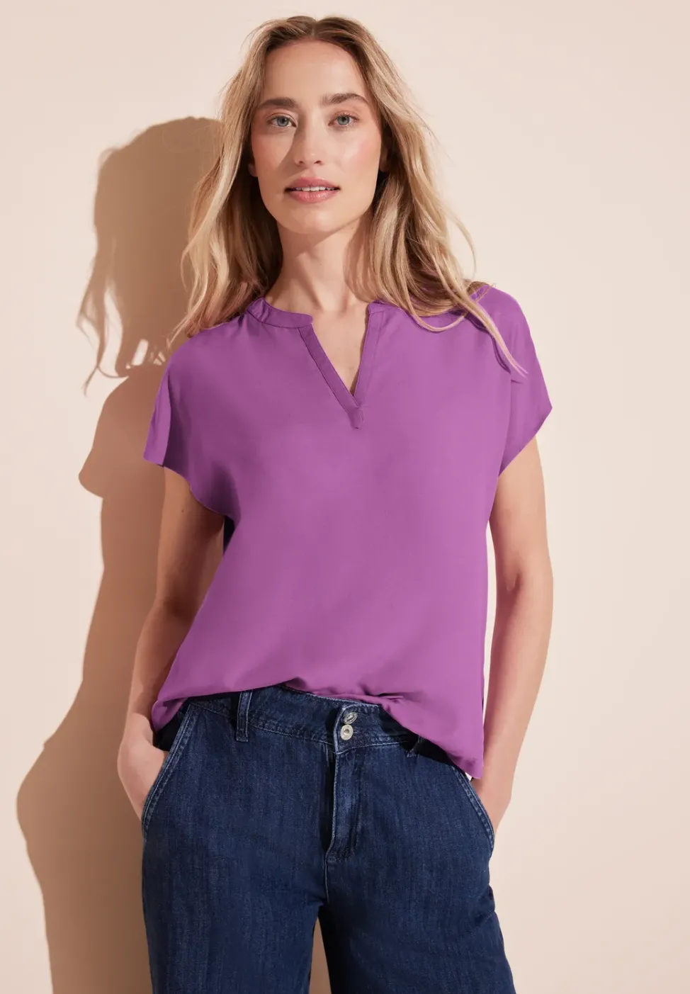 Blusenshirt in Unifarbe
