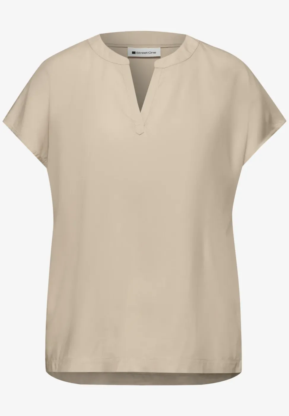 Blusenshirt in Unifarbe mit Split Neck