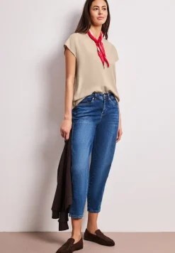 Blusenshirt in Unifarbe mit Split Neck