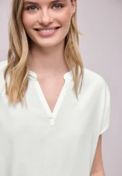 Blusenshirt in Unifarbe mit Split Neck