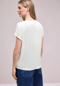 Blusenshirt in Unifarbe mit Split Neck