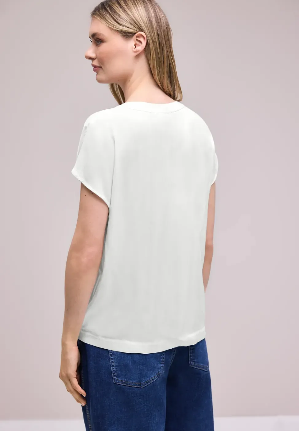 Blusenshirt in Unifarbe mit Split Neck