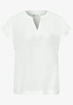 Blusenshirt in Unifarbe mit Split Neck