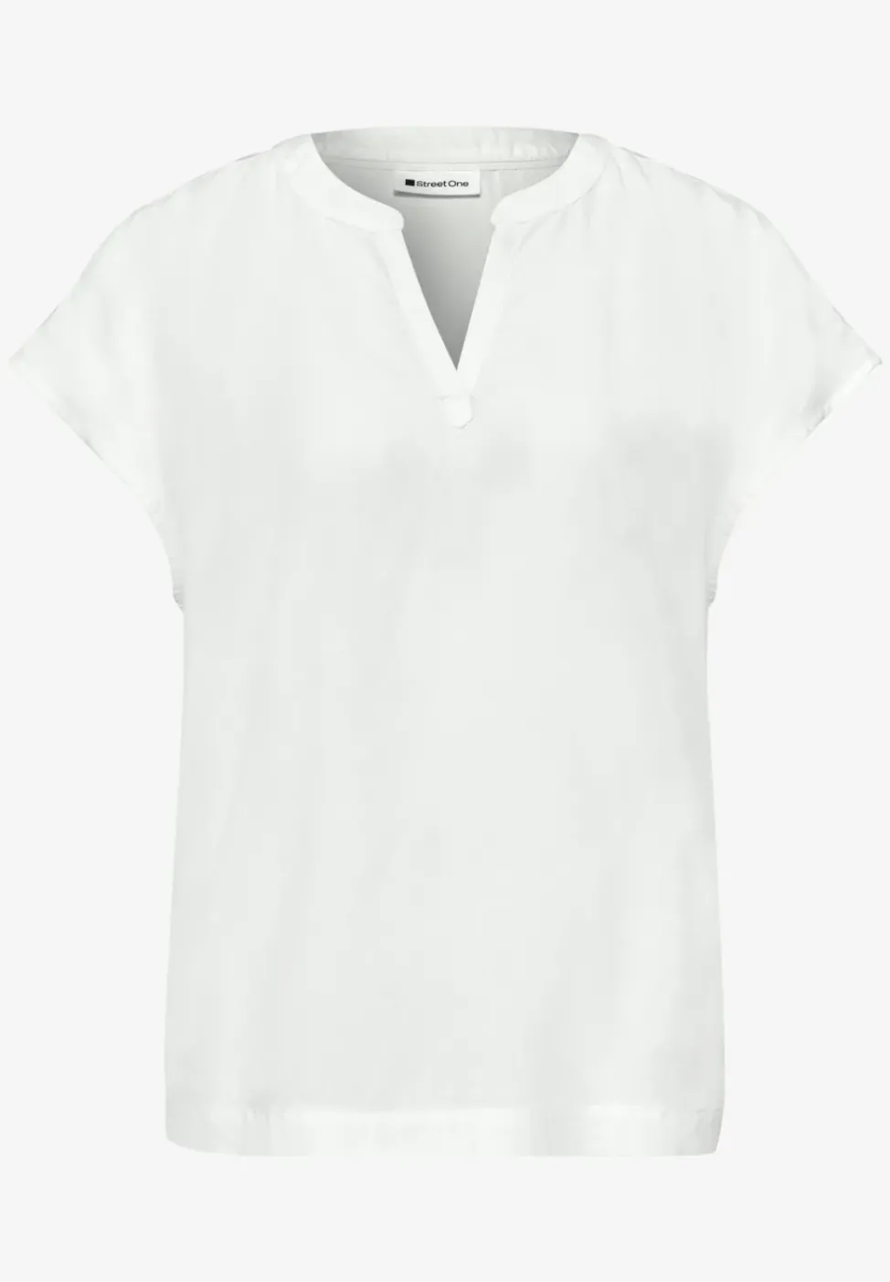 Blusenshirt in Unifarbe mit Split Neck