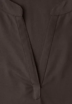 Blusenshirt in Unifarbe mit Split Neck