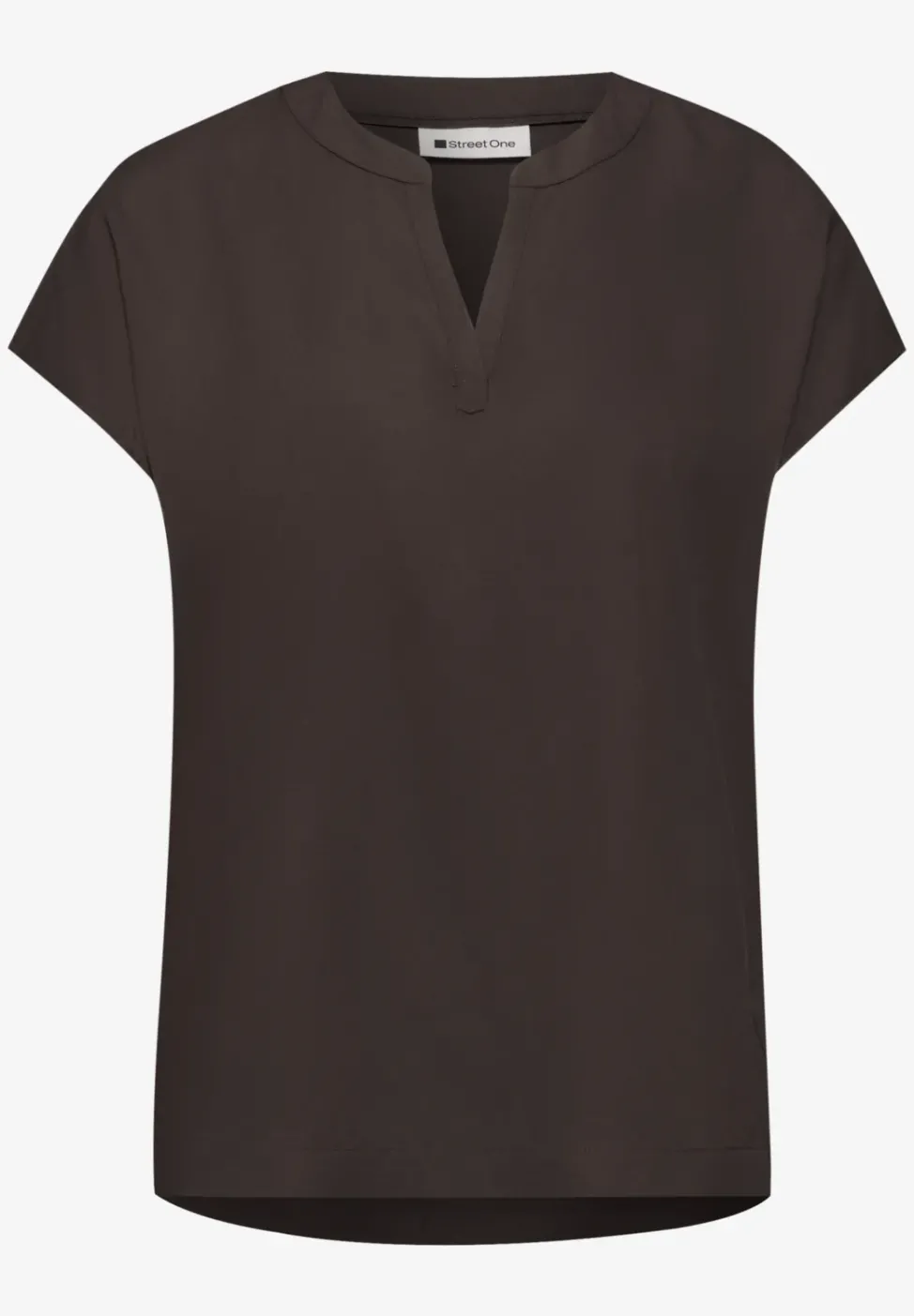 Blusenshirt in Unifarbe mit Split Neck