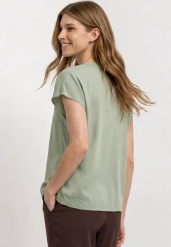 Blusenshirt in Unifarbe mit Split Neck