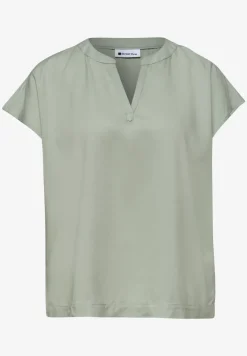 Blusenshirt in Unifarbe mit Split Neck