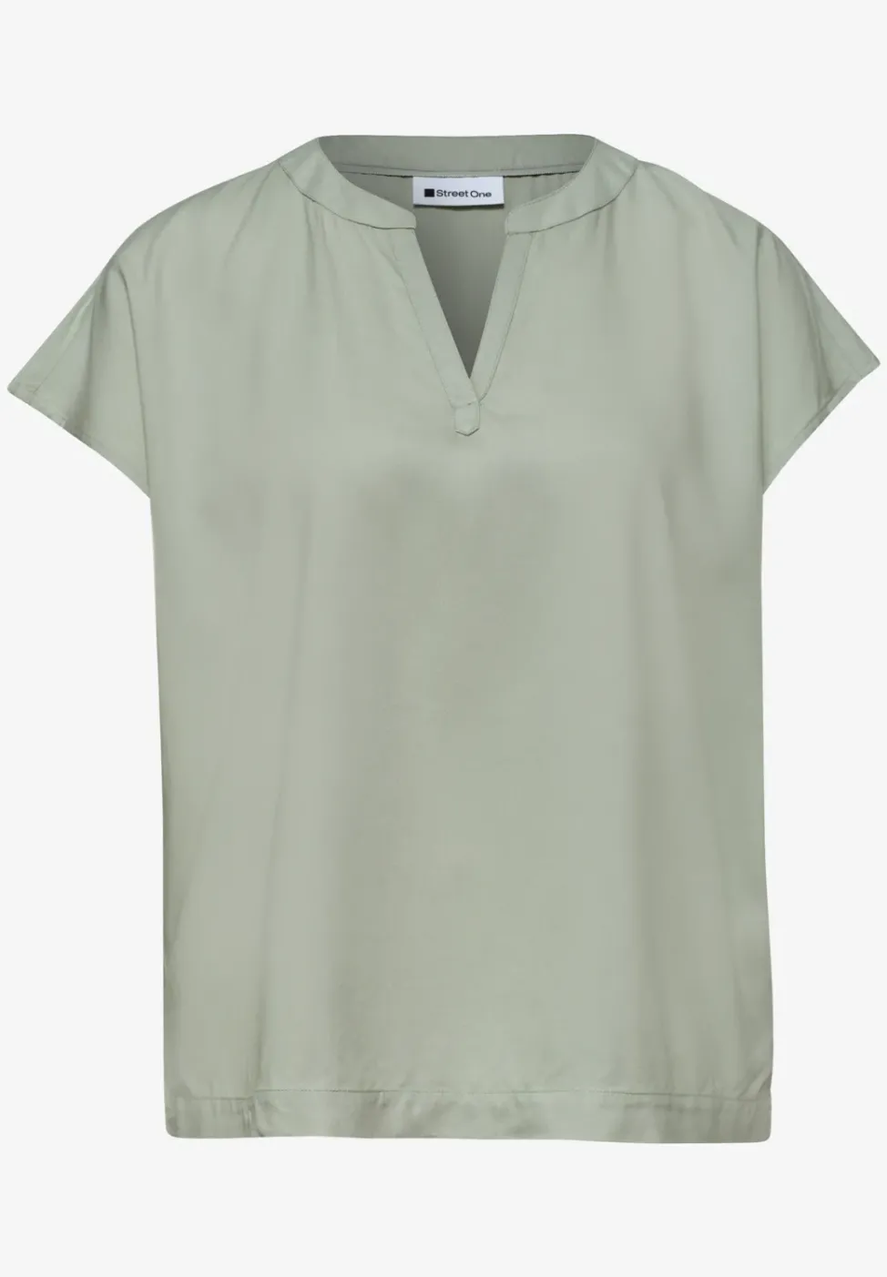 Blusenshirt in Unifarbe mit Split Neck