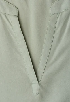 Blusenshirt in Unifarbe mit Split Neck
