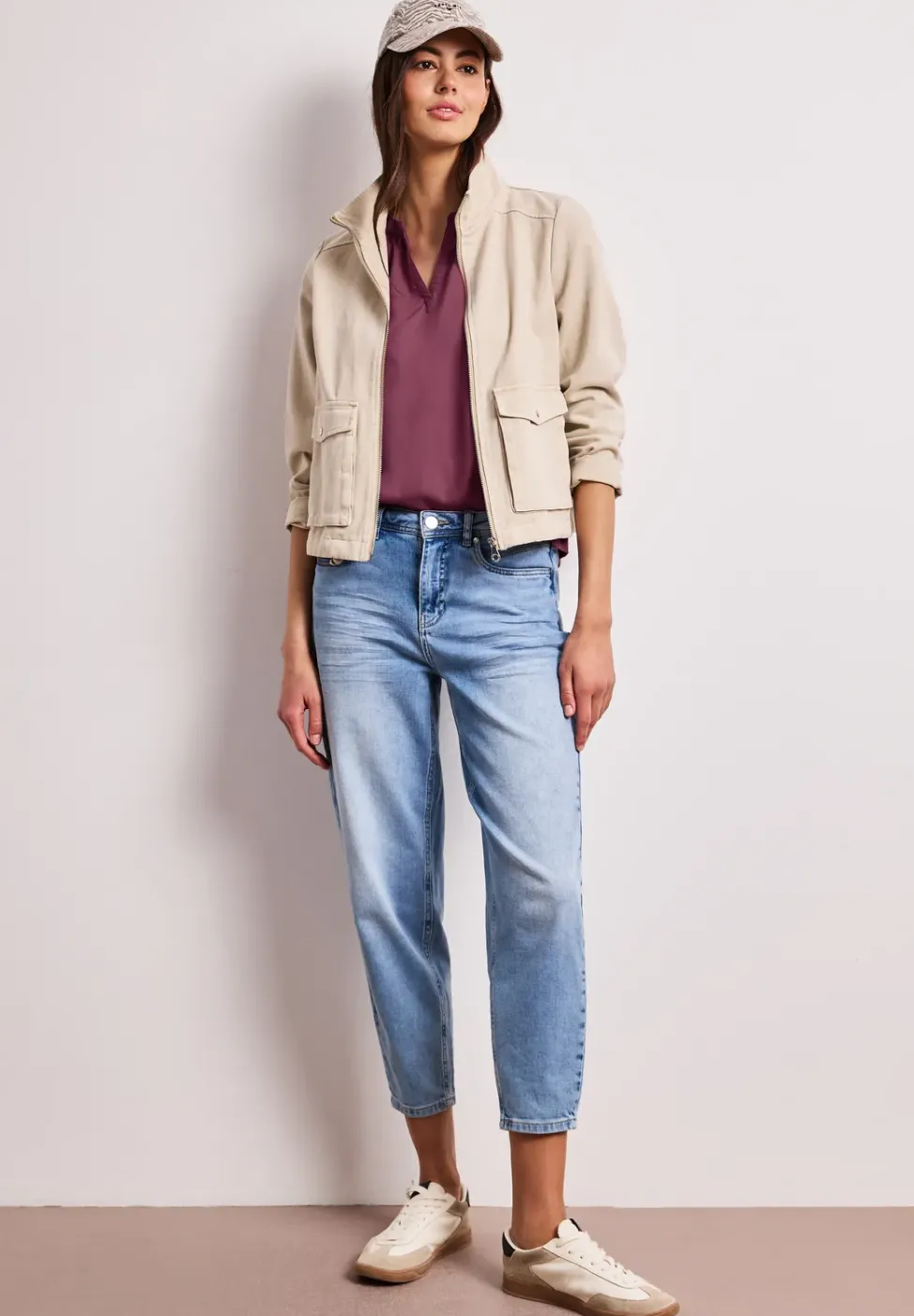Blusenshirt in Unifarbe mit Split Neck