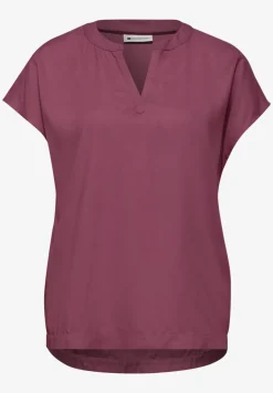 Blusenshirt in Unifarbe mit Split Neck