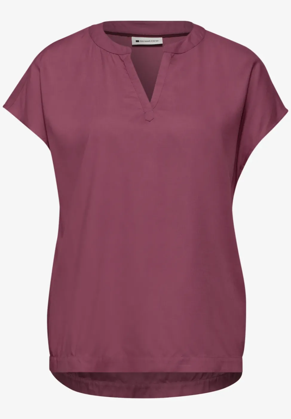 Blusenshirt in Unifarbe mit Split Neck